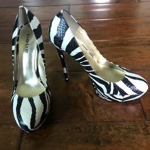 Zebra Bebe Pumps - EUC - Size 9